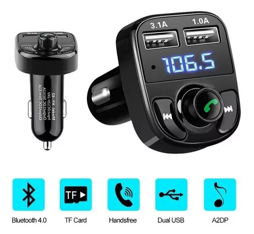 Miniatura 7 de Transmisor FM para carro bluetooth X8